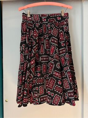 Pinup Couture Black with Red Bandana Print Retro Skirt